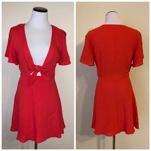 Lulus Sea Day Red Skater Dress small - Picture 3 of 6